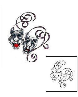 Comedy Tragedy Mask Tattoo JJF-00723