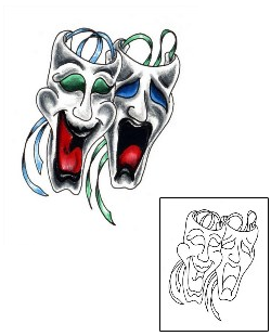 Comedy Tragedy Mask Tattoo JJF-00724