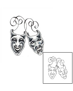 Comedy Tragedy Mask Tattoo JJF-00726