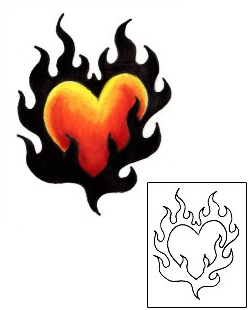 Picture of Black Flame Heart Tattoo