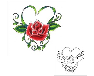 Rose Tattoo Leaf Heart & Rose Tattoo