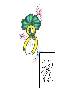 Yellow Ribbon Tattoo Specific Body Parts tattoo | JJF-00804