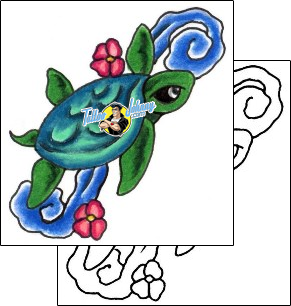 Turtle Tattoo plant-life-flowers-tattoos-jennifer-james-jjf-00893