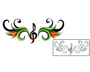 Music Tattoo Specific Body Parts tattoo | JJF-00977