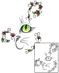 Cat Tattoo Plant Life tattoo | JJF-01282