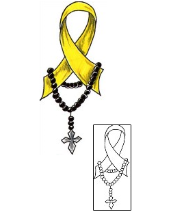 Yellow Ribbon Tattoo Religious & Spiritual tattoo | JJF-01561