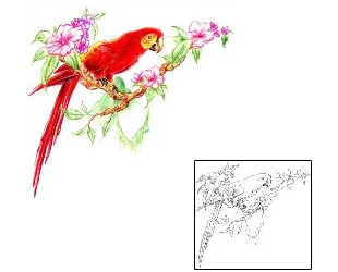 Plant Life Tattoo Red Parrot Tattoo