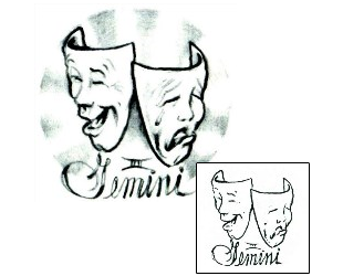 Picture of Gemini Comedy Tragedy Mask Tattoo