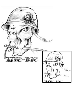 Marines Tattoo Live or Die Skull Tattoo