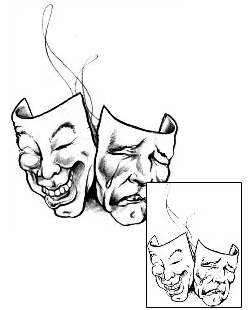 Comedy Tragedy Mask Tattoo JPF-00416