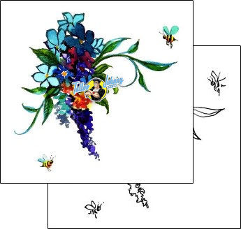 Bee Tattoo plant-life-flowers-tattoos-judy-parker-jpf-00553