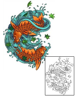 Koi Tattoo Marine Life tattoo | JXF-00018