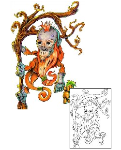 Monkey Tattoo Plant Life tattoo | JYF-00159