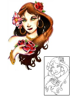 Woman Tattoo Plant Life tattoo | JYF-00162