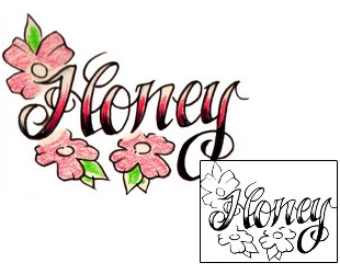 Picture of Honey Script Lettering Tattoo