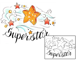 Star Tattoo Superstar Lettering Tattoo