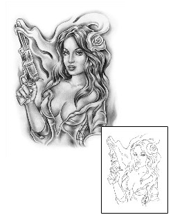 Gun Tattoo Woman tattoo | KOF-00007