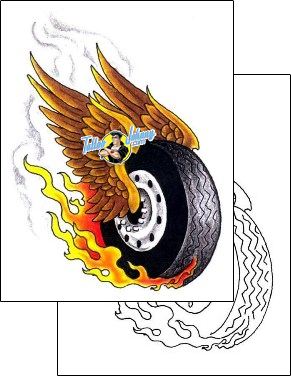 Car Tattoo miscellaneous-fire-tattoos-skin-and-bones-krf-00049