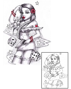 Woman Tattoo Gambling tattoo | KWF-00030