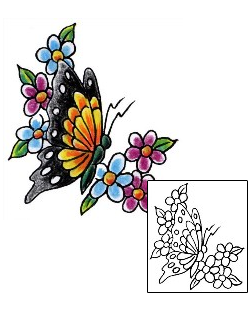 Butterfly Tattoo Plant Life tattoo | LMF-00004