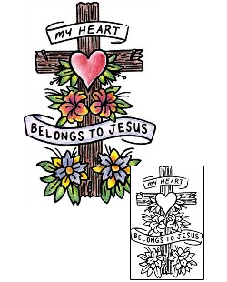 Banner Tattoo My Heart Belongs To Jesus Cross Tattoo