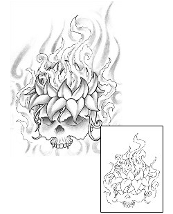 Fire – Flames Tattoo Lotus Skull Tattoo