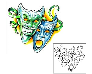 Comedy Tragedy Mask Tattoo Miscellaneous tattoo | M1F-00111