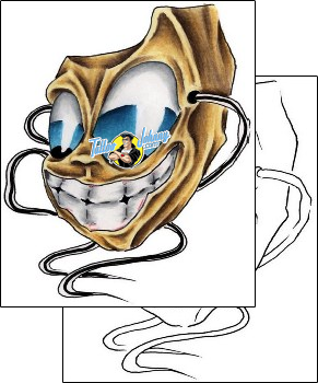 Comedy Tragedy Mask Tattoo comedy-tragedy-mask-mikie-banks-mbf-00115