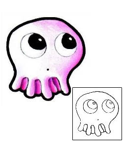 Cartoon Tattoo Pink Baby Octopus Tattoo