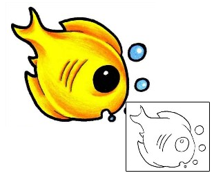Cartoon Tattoo Beady Eyed Fish
