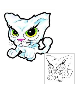 Cartoon Tattoo Green Eyed Cat Tattoo