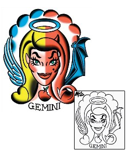 Fantasy Tattoo Gemini Split Tattoo