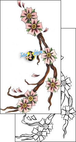 Cherry Blossom Tattoo plant-life-cherry-blossom-tattoos-mistress-of-pain-mpf-00069