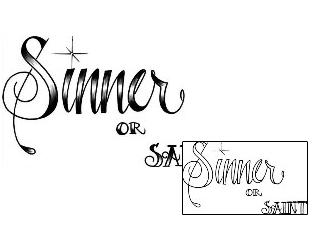 Picture of Sinner or Saint Lettering Tattoo