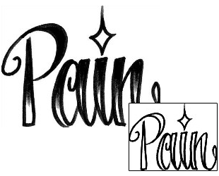 Picture of Pain Script Lettering Tattoo