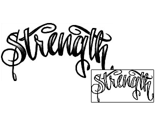 Picture of Strength Script Lettering Tattoo