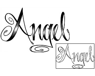 Picture of Angel Gradient Lettering Tattoo