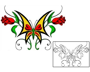Butterfly Tattoo Plant Life tattoo | MWF-00075