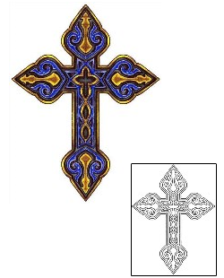 Heavenly Tattoo Ornate Blue Cross Tattoo