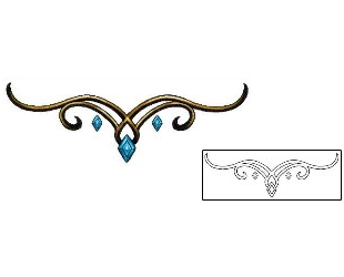 Picture of Turquoise Diamond Jewel Lower Back Tattoo
