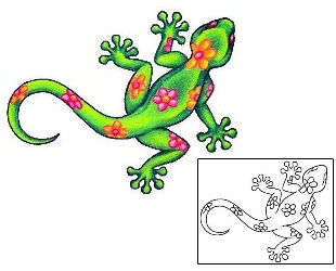 Reptiles & Amphibians Tattoo Flower Gecko Tattoo