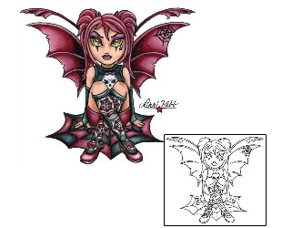 Picture of Maroon Gothic Fairy Tattoo