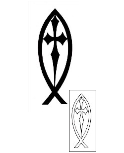 christian fish symbol with cross tattoo