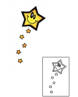 Picture of Shooting Star Smiley Face Tattoo