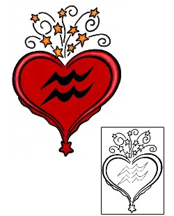 Zodiac Tattoo Aquarius Heart Tattoo