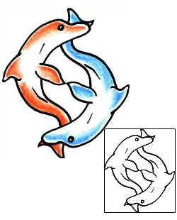 Dolphin Tattoo Marine Life tattoo | PPF-01085