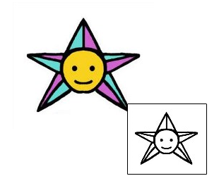 Picture of Nautical Star Smiley Face Tattoo