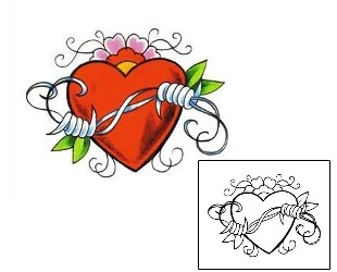 Picture of Red Barbed Wire Heart Tattoo 
