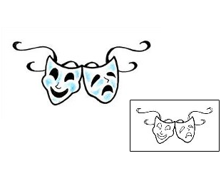 Comedy Tragedy Mask Tattoo RNF-00446