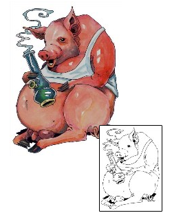 Funny Tattoo Stoner Pig Tattoo